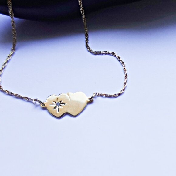 NEW 14k gold over sterling heart ankle bracelet with diamond - Picture 3 of 3